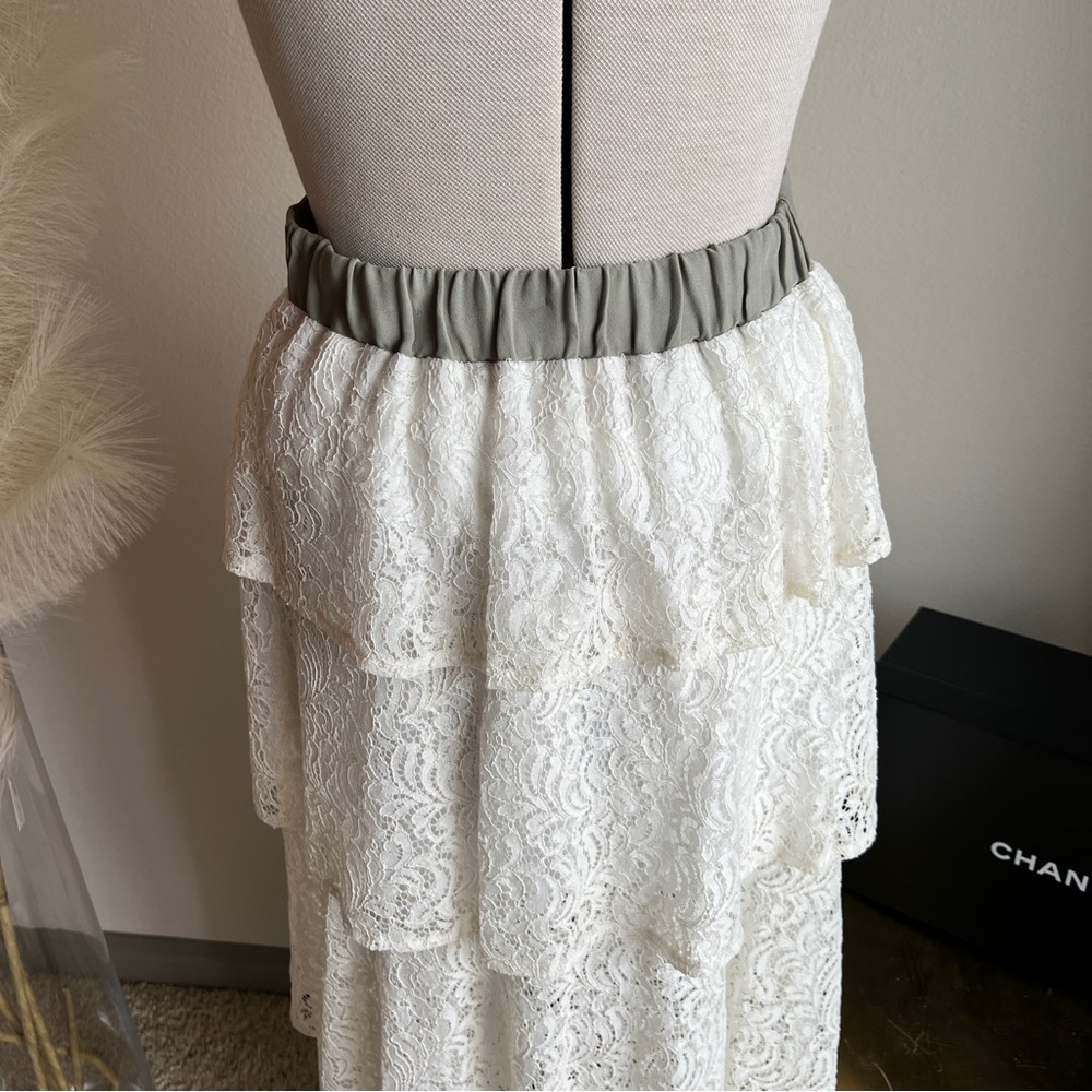 BAILEY44 tiered white lace ruffle tiered maxi skirt - Picture 9 of 16